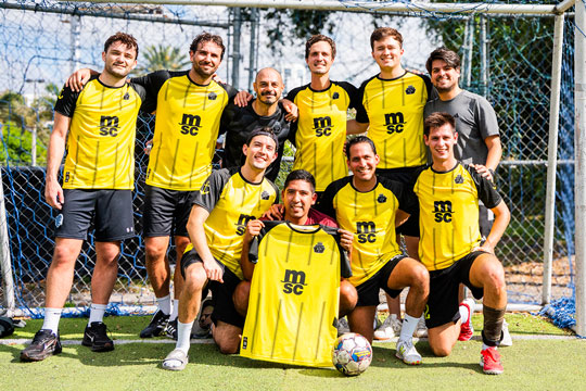 Corporate soccer team players from Miami companies competing in the CFL league